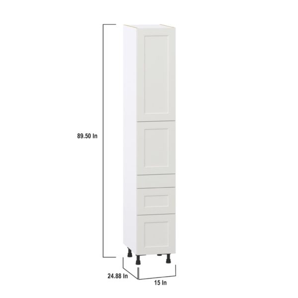 Wisteria Painted Light Gray Recessed Assembled Pantry  Cabinet with 3 Drawers and 2 Inner Drawers (15 in. W x 89.5 in. H x 24 in. D)