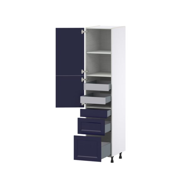 Camellia Painted Midnight Blue Recessed Assembled Pantry  Cabinet with 2 Inner Drawers (18 in. W x 84.5 in. H x 24 in. D)