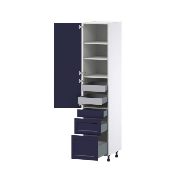 Camellia Painted Midnight Blue Recessed Assembled Pantry  Cabinet with 3 Drawers and 2 Inner Drawers (18 in. W X 89.5 in. H X 24 in. D)