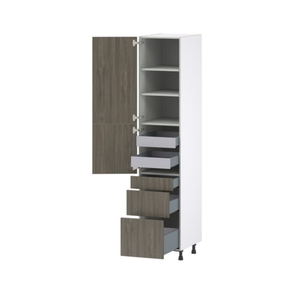 Cordyline Textured Slab Walnut Assembled Pantry  Cabinet with 3 Drawers and 2 Inner Drawers (18 in. W X 89.5 in. H X 24 in. D)