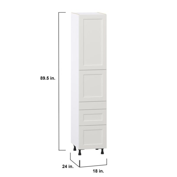 Wisteria Painted Light Gray Recessed Assembled Pantry  Cabinet with 3 Drawers and 2 Inner Drawers (18 in. W X 89.5 in. H X 24 in. D)