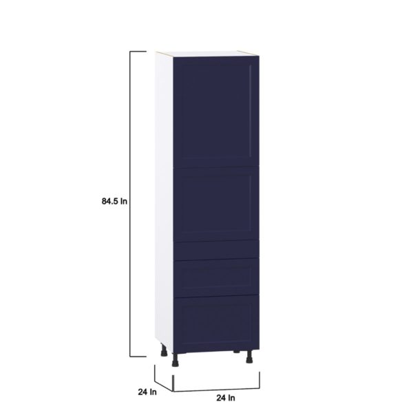 Camellia Painted Midnight Blue Recessed Assembled Pantry  Cabinet with 2 Inner Drawers (24 in. W x 84.5 in. H x 24 in. D)