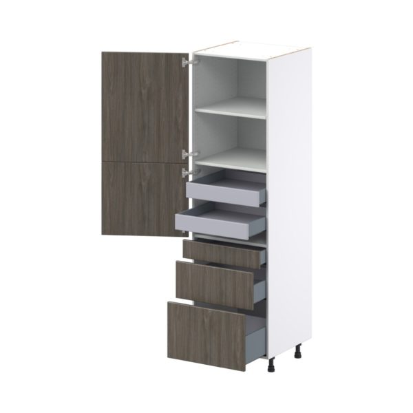 Cordyline Textured Slab Walnut Assembled Pantry  Cabinet with 2 Inner Drawers (24 in. W x 84.5 in. H x 24 in. D)