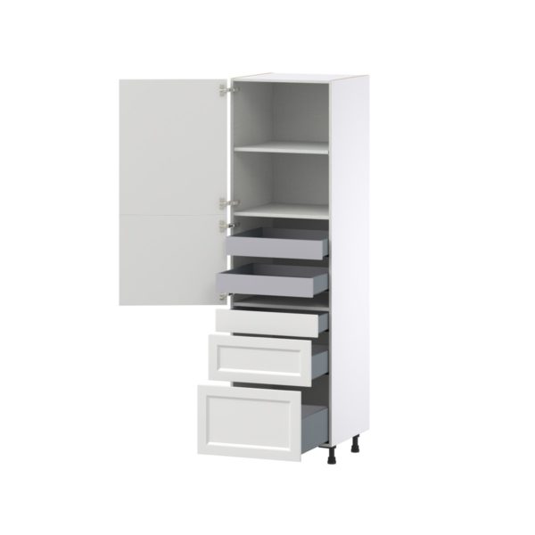 Magnolia Painted Bright White Recessed Assembled Pantry  Cabinet with 2 Inner Drawers (24 in. W x 84.5 in. H x 24 in. D)