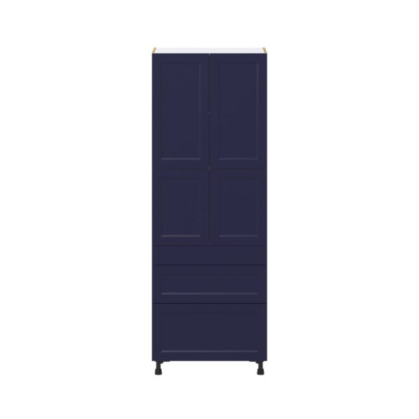 Camellia Painted Midnight Blue Recessed Assembled Pantry  Cabinet with 2 Inner Drawers (30 in. W x 84.5 in. H x 24 in. D)