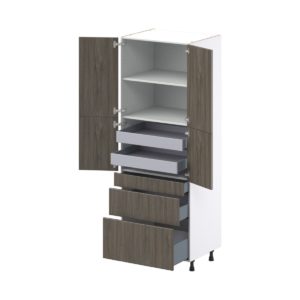 Cordyline Textured Slab Walnut Assembled Pantry  Cabinet with 2 Inner Drawers (30 in. W x 84.5 in. H x 24 in. D)