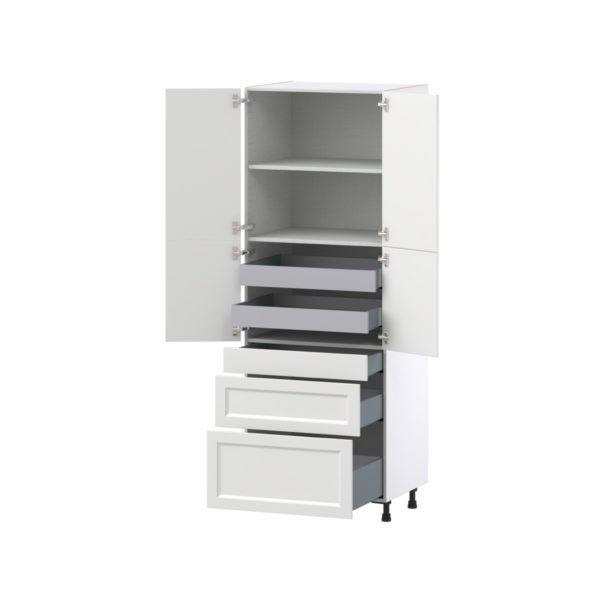 Magnolia Painted Bright White Recessed Assembled Pantry  Cabinet with 2 Inner Drawers (30 in. W x 84.5 in. H x 24 in. D)