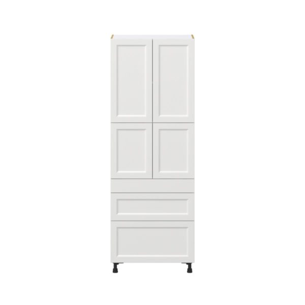 Magnolia Painted Bright White Recessed Assembled Pantry  Cabinet with 2 Inner Drawers (30 in. W x 84.5 in. H x 24 in. D)