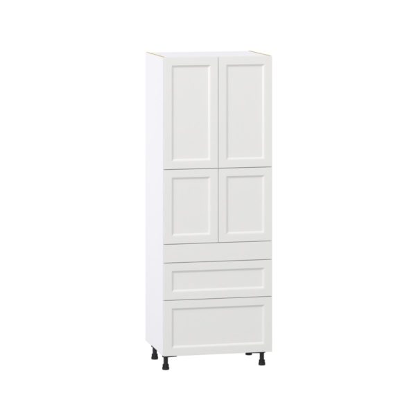 Magnolia Painted Bright White Recessed Assembled Pantry  Cabinet with 2 Inner Drawers (30 in. W x 84.5 in. H x 24 in. D)