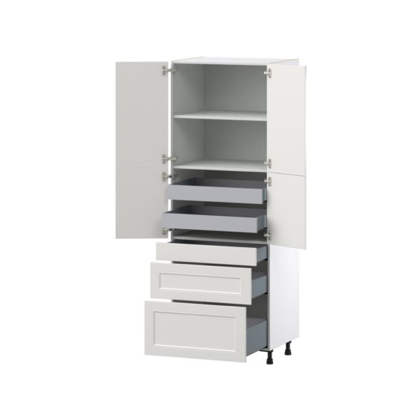 Wisteria Painted Light Gray Recessed Assembled Pantry  Cabinet with 2 Inner Drawers (30 in. W x 84.5 in. H x 24 in. D)