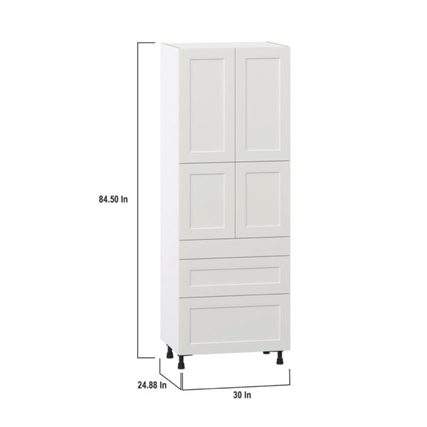 Wisteria Painted Light Gray Recessed Assembled Pantry  Cabinet with 2 Inner Drawers (30 in. W x 84.5 in. H x 24 in. D)