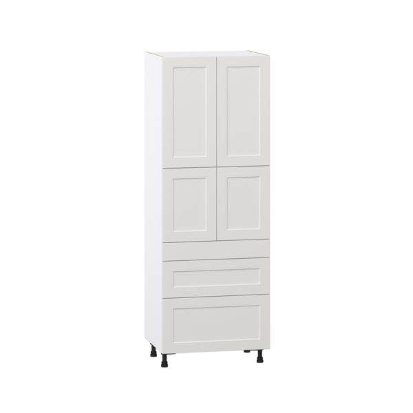 Wisteria Painted Light Gray Recessed Assembled Pantry  Cabinet with 2 Inner Drawers (30 in. W x 84.5 in. H x 24 in. D)