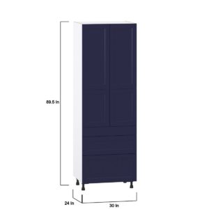 Camellia Painted Midnight Blue Recessed Assembled Pantry  Cabinet with 3 Drawers and 2 Inner Drawers (30 in. W x 89.5 in. H x 24 in. D)