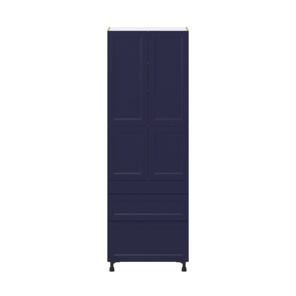 Camellia Painted Midnight Blue Recessed Assembled Pantry  Cabinet with 3 Drawers and 2 Inner Drawers (30 in. W x 89.5 in. H x 24 in. D)