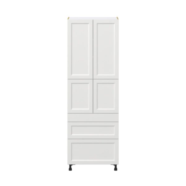 Magnolia Painted Bright White Recessed Assembled Pantry  Cabinet with 3 Drawers and 2 Inner Drawers (30 in. W x 89.5 in. H x 24 in. D)