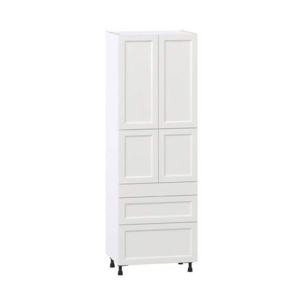 Magnolia Painted Bright White Recessed Assembled Pantry  Cabinet with 3 Drawers and 2 Inner Drawers (30 in. W x 89.5 in. H x 24 in. D)