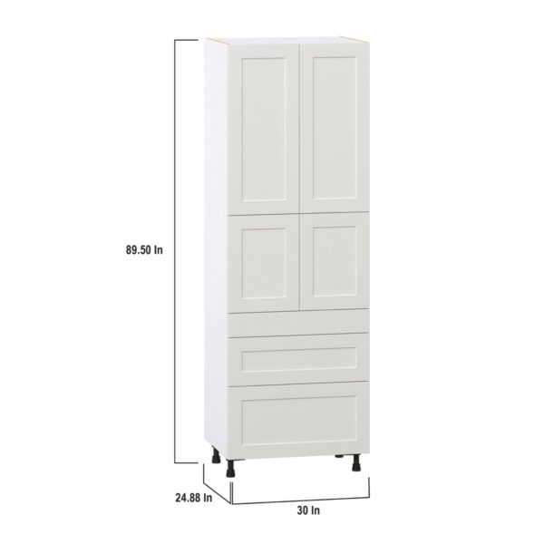 Wisteria Painted Light Gray Recessed Assembled Pantry  Cabinet with 3 Drawers and 2 Inner Drawers (30 in. W x 89.5 in. H x 24 in. D)