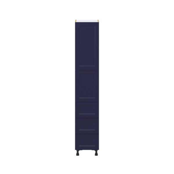 Camellia Painted Midnight Blue Recessed Assembled Pantry Cabinet 2 Doors with 3 Drawers and 2 Inner Drawers (15 in. W X 84.5 in. H X 24 in. D)