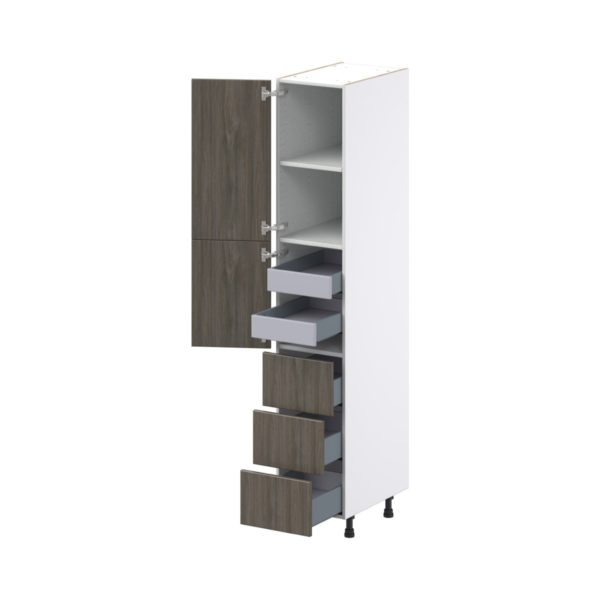 Cordyline Textured Slab Walnut Assembled Pantry Cabinet 2 Doors with 3 Drawers and 2 Inner Drawers (15 in. W X 84.5 in. H X 24 in. D)