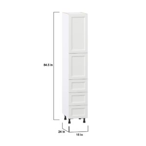 Magnolia Painted Bright White Recessed Assembled Pantry Cabinet 2 Doors with 3 Drawers and 2 Inner Drawers (15 in. W X 84.5 in. H X 24 in. D)