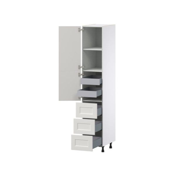 Wisteria Painted Light Gray Recessed Assembled Pantry Cabinet 2 Doors with 3 Drawers and 2 Inner Drawers (15 in. W X 84.5 in. H X 24 in. D)