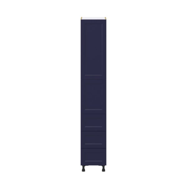 Camellia Painted Midnight Blue Recessed Assembled Pantry Cabinet 2 Doors with 3 Drawers and 2 Inner Drawers (15 in. W X 89.5 in. H X 24 in. D)