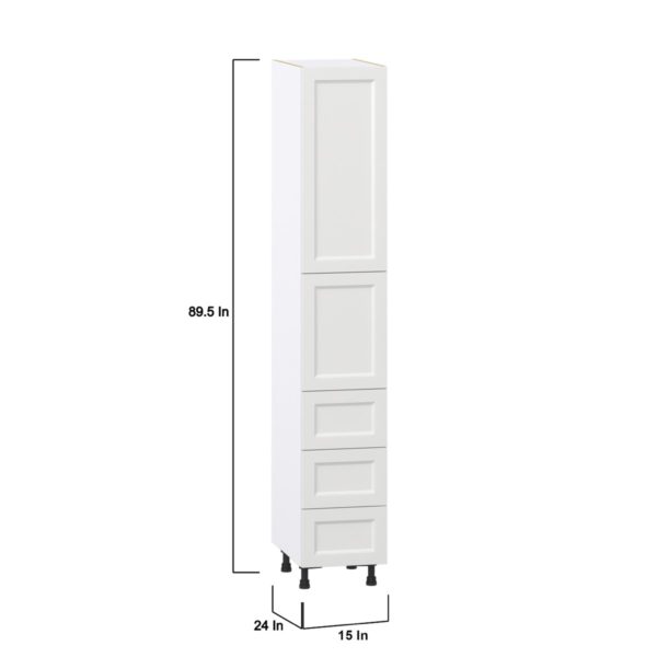 Magnolia Painted Bright White Recessed Assembled Pantry Cabinet 2 Doors with 3 Drawers and 2 Inner Drawers (15 in. W X 89.5 in. H X 24 in. D)