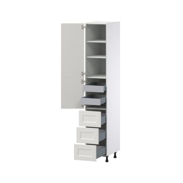 Wisteria Painted Light Gray Recessed Assembled Pantry Cabinet 2 Doors with 3 Drawers and 2 Inner Drawers (15 in. W X 89.5 in. H X 24 in. D)