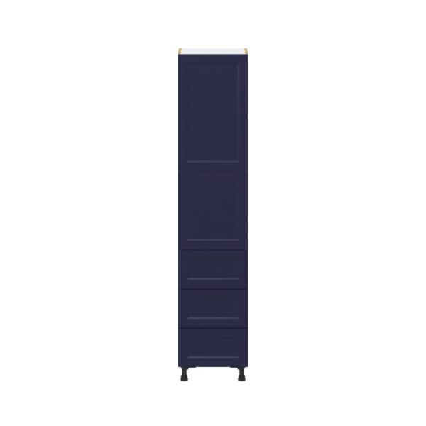 Camellia Painted Midnight Blue Recessed Assembled Pantry Cabinet 2 Doors with 3 Drawers and 2 Inner Drawers (18 in. W X 84.5 in. H X 24 in. D)