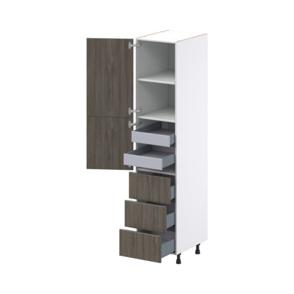 Cordyline Textured Slab Walnut Assembled Pantry Cabinet 2 Doors with 3 Drawers and 2 Inner Drawers (18 in. W X 84.5 in. H X 24 in. D)