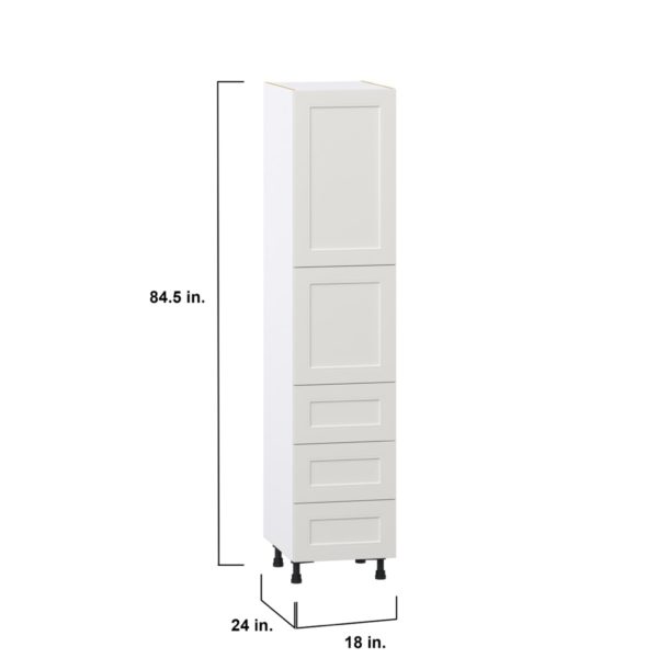 Wisteria Painted Light Gray Recessed Assembled Pantry Cabinet 2 Doors with 3 Drawers and 2 Inner Drawers (18 in. W X 84.5 in. H X 24 in. D)