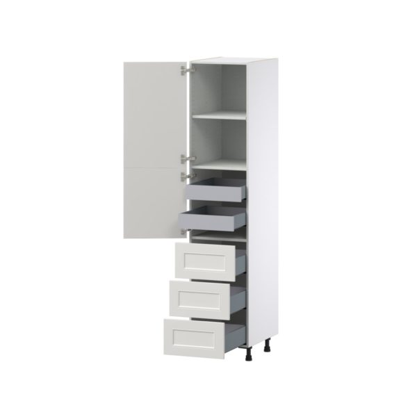 Wisteria Painted Light Gray Recessed Assembled Pantry Cabinet 2 Doors with 3 Drawers and 2 Inner Drawers (18 in. W X 84.5 in. H X 24 in. D)