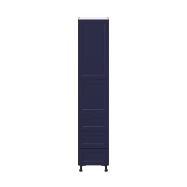 Camellia Painted Midnight Blue Recessed Assembled Pantry Cabinet 1 Doors with 3 Drawers and 2 Inner Drawers (18 in. W X 89.5 in. H X 24 in. D)