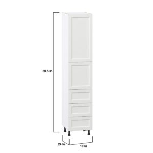 Magnolia Painted Bright White Recessed Assembled Pantry Cabinet 1 Doors with 3 Drawers and 2 Inner Drawers (18 in. W X 89.5 in. H X 24 in. D)