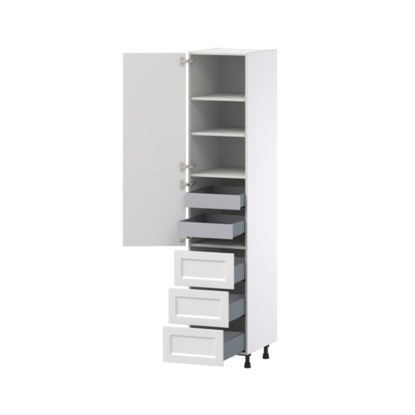 Magnolia Painted Bright White Recessed Assembled Pantry Cabinet 1 Doors with 3 Drawers and 2 Inner Drawers (18 in. W X 89.5 in. H X 24 in. D)