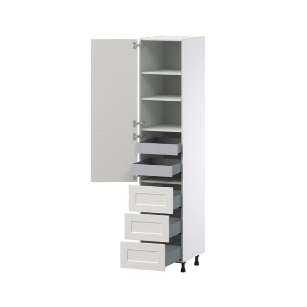 Wisteria Painted Light Gray Recessed Assembled Pantry Cabinet 1 Doors with 3 Drawers and 2 Inner Drawers (18 in. W X 89.5 in. H X 24 in. D)