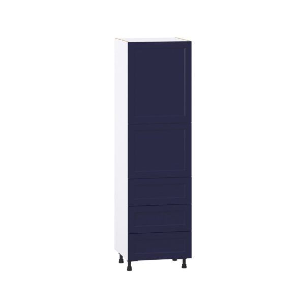 Camellia Painted Midnight Blue Recessed Assembled Pantry Cabinet 2 Doors with 3 Drawers and 2 Inner Drawers (24 in. W X 84.5 in. H X 24 in. D)