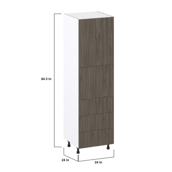 Cordyline Textured Slab Walnut Assembled Pantry Cabinet 2 Doors with 3 Drawers and 2 Inner Drawers (24 in. W X 84.5 in. H X 24 in. D)