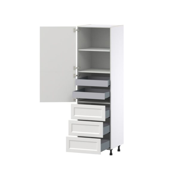 Magnolia Painted Bright White Recessed Assembled Pantry Cabinet 2 Doors with 3 Drawers and 2 Inner Drawers (24 in. W X 84.5 in. H X 24 in. D)