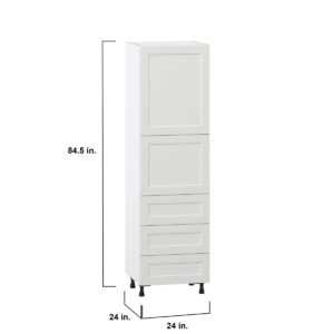 Wisteria Painted Light Gray Recessed Assembled Pantry Cabinet 2 Doors with 3 Drawers and 2 Inner Drawers (24 in. W X 84.5 in. H X 24 in. D)