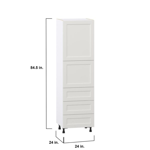 Wisteria Painted Light Gray Recessed Assembled Pantry Cabinet 2 Doors with 3 Drawers and 2 Inner Drawers (24 in. W X 84.5 in. H X 24 in. D)