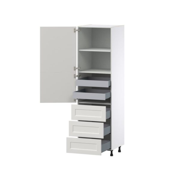 Wisteria Painted Light Gray Recessed Assembled Pantry Cabinet 2 Doors with 3 Drawers and 2 Inner Drawers (24 in. W X 84.5 in. H X 24 in. D)