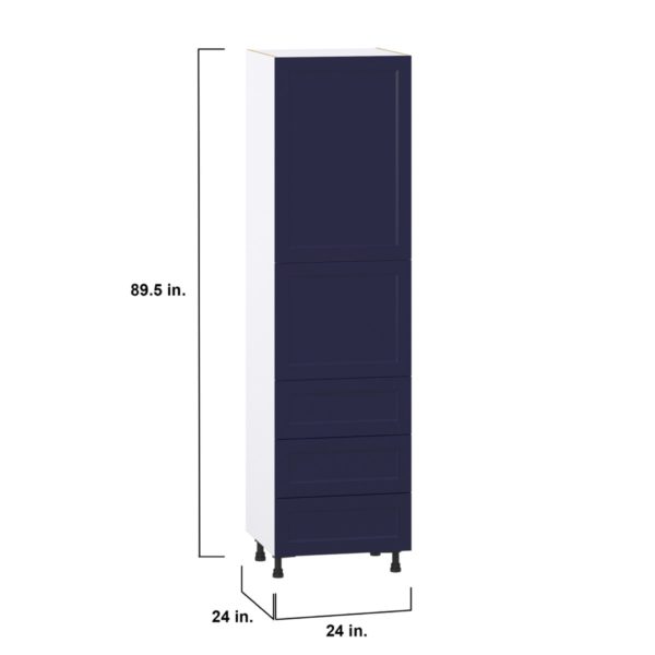 Camellia Painted Midnight Blue Recessed Assembled Pantry Cabinet 1 Doors with 3 Drawers and 2 Inner Drawers (24 in. W X 89.5 in. H X 24 in. D)