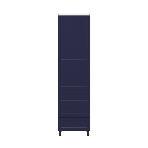 Camellia Painted Midnight Blue Recessed Assembled Pantry Cabinet 1 Doors with 3 Drawers and 2 Inner Drawers (24 in. W X 89.5 in. H X 24 in. D)