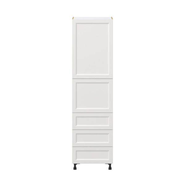 Magnolia Painted Bright White Recessed Assembled Pantry Cabinet 1 Doors with 3 Drawers and 2 Inner Drawers (24 in. W X 89.5 in. H X 24 in. D)