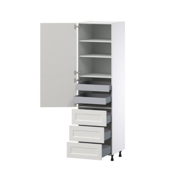 Wisteria Painted Light Gray Recessed Assembled Pantry Cabinet 1 Doors with 3 Drawers and 2 Inner Drawers (24 in. W X 89.5 in. H X 24 in. D)