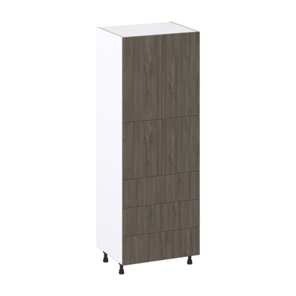 Cordyline Textured Slab Walnut Assembled Pantry Cabinet 4 Doors with 3 Drawers and 2 Inner Drawers (30 in. W X 84.5 in. H X 24 in. D)