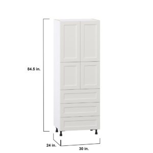 Wisteria Painted Light Gray Recessed Assembled Pantry Cabinet 4 Doors with 3 Drawers and 2 Inner Drawers (30 in. W X 84.5 in. H X 24 in. D)