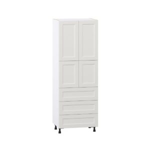 Wisteria Painted Light Gray Recessed Assembled Pantry Cabinet 4 Doors with 3 Drawers and 2 Inner Drawers (30 in. W X 84.5 in. H X 24 in. D)