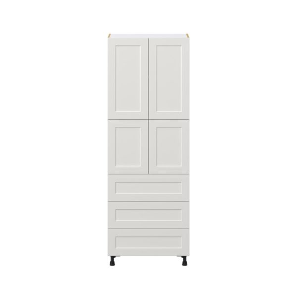 Wisteria Painted Light Gray Recessed Assembled Pantry Cabinet 4 Doors with 3 Drawers and 2 Inner Drawers (30 in. W X 84.5 in. H X 24 in. D)